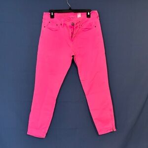 J. Crew Hot Pink Skinny Jeans with Ankle Zips